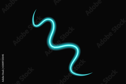 Glowing cyan snake like form on black background