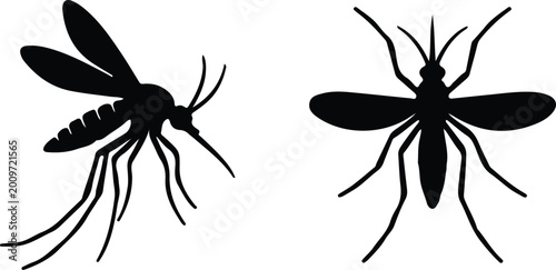 Bild auf Leinwand Mosquito silhouette set isolated on white background vector illustration
