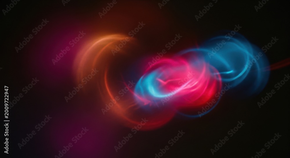 Fototapeta premium Vibrant colorful neon light swirls on dark background
