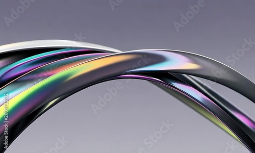 Chrome Metallic Abstract Ribbons Twisting in Dark Space