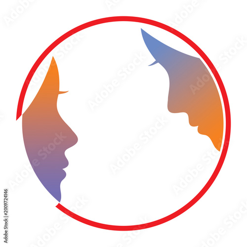 Abstract Female Profile Logo With Gradient Style