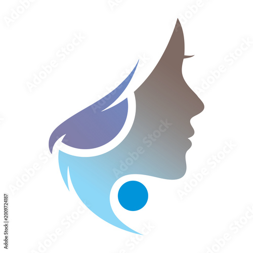Abstract Female Profile Logo With Gradient Style