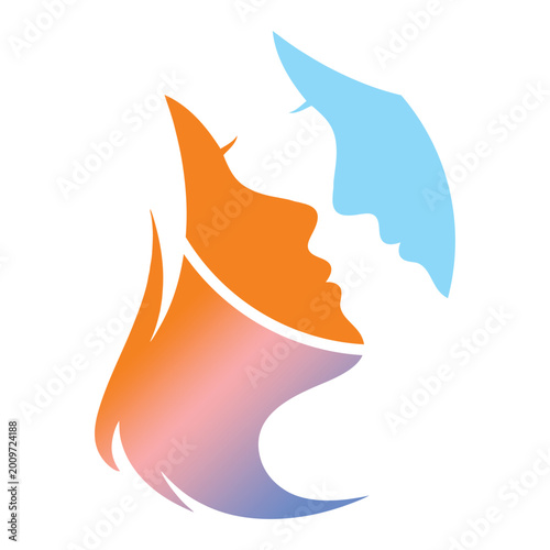 Abstract Female Profile Logo With Gradient Style