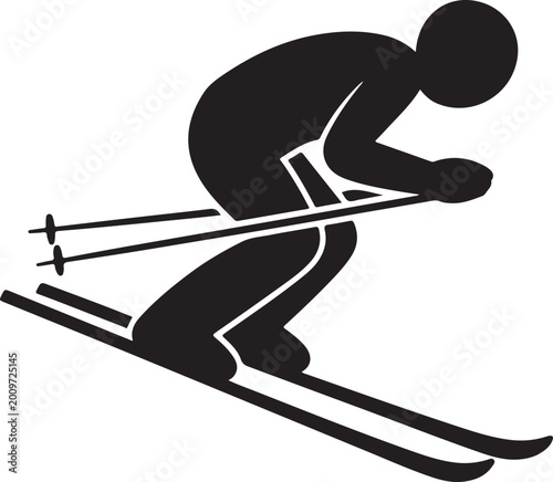 Tableau sur toile Cross-country skier gliding on snow