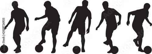 Tableau sur toile Soccer player dribbling a ball with dynamic poses