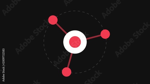 Minimalist animation of a circular network node with red connecting dots