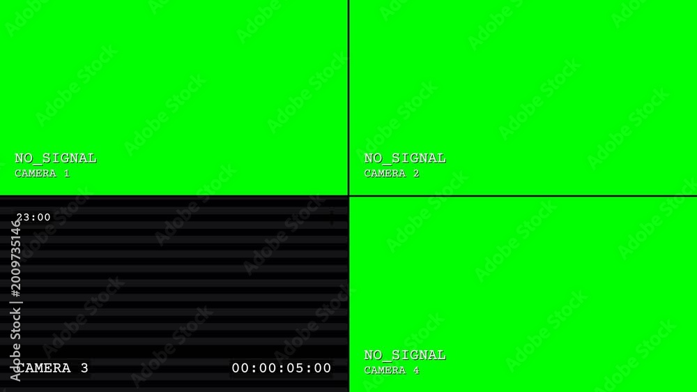 CCTV Security Monitor Quad Split Screen Interface with Chroma Key Green ...