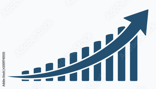 Photos Professional growth graph icon featuring ascending columns and upward arrow for