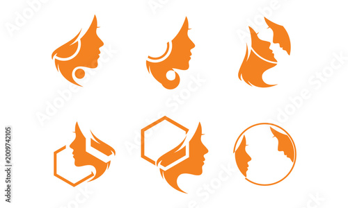Creative Woman Face Logo Set