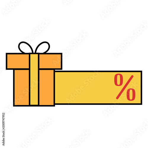 Gift Box with Percentage Discount Icon