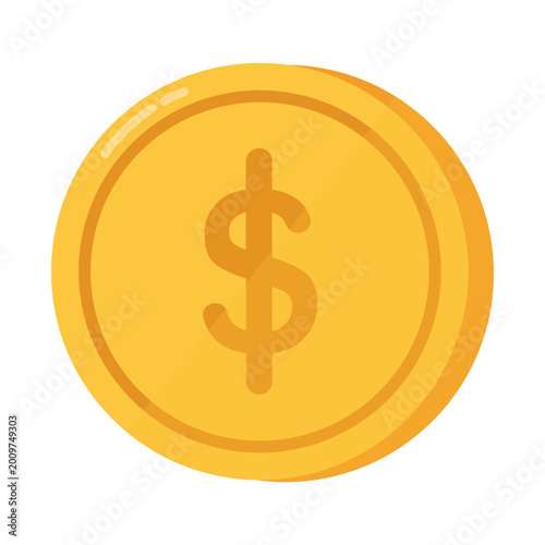 Golden Dollar Coin Flat Icon