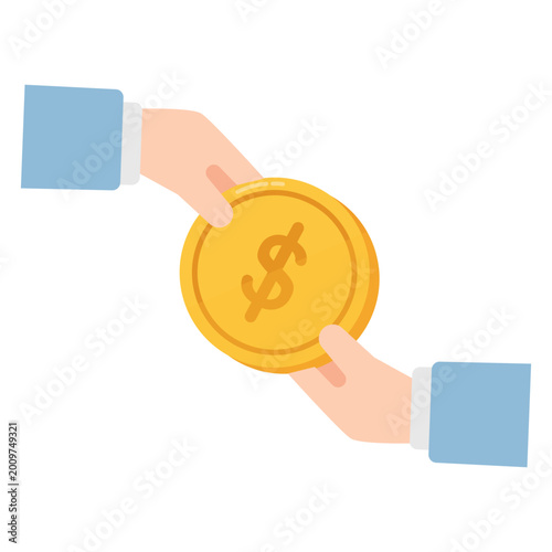 Hand Giving Gold Coin Payment Icon