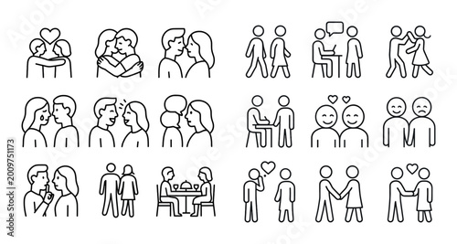 Couples and people interacting in icon grid