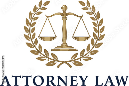 Obraz na płótnie Golden Scales of Justice with Laurel Wreath for Attorney Law Firm Logo Branding