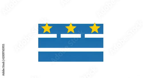 Three stars above two horizontal blue stripes on a white background isolated on transparent background