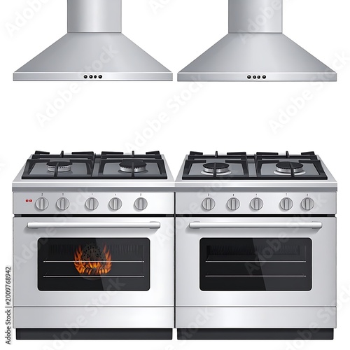Stainless Steel Double Oven Stove.