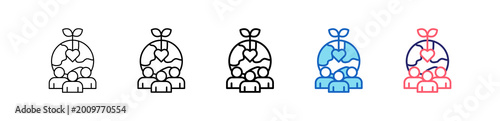 Φωτογραφία Social Awareness Icon In 5 Different Styles Set Collection.