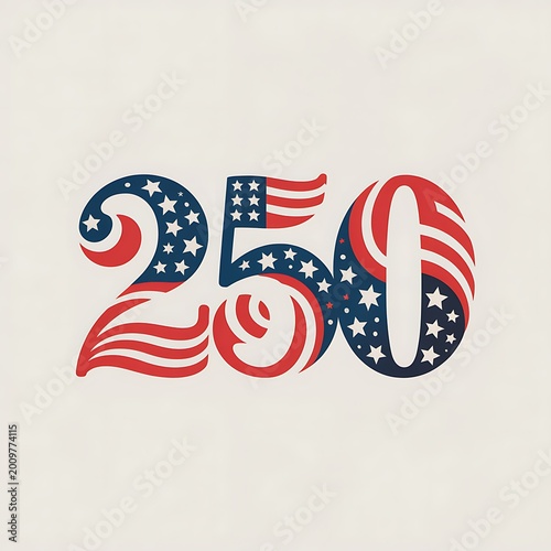 American patriotic number two hundred fifty design element