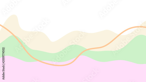 Canvastavla Abstract wavy background with soft mint and pastel pink layers