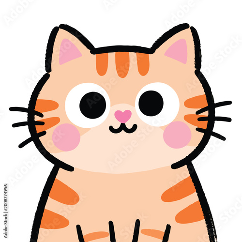 Cute cartoon orange tabby cat face.