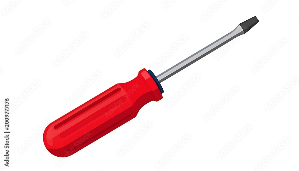 Fototapeta premium Red handled screwdriver on white background.