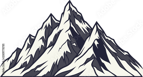 Photos Realistic Snowy Mountain Peak Illustration
