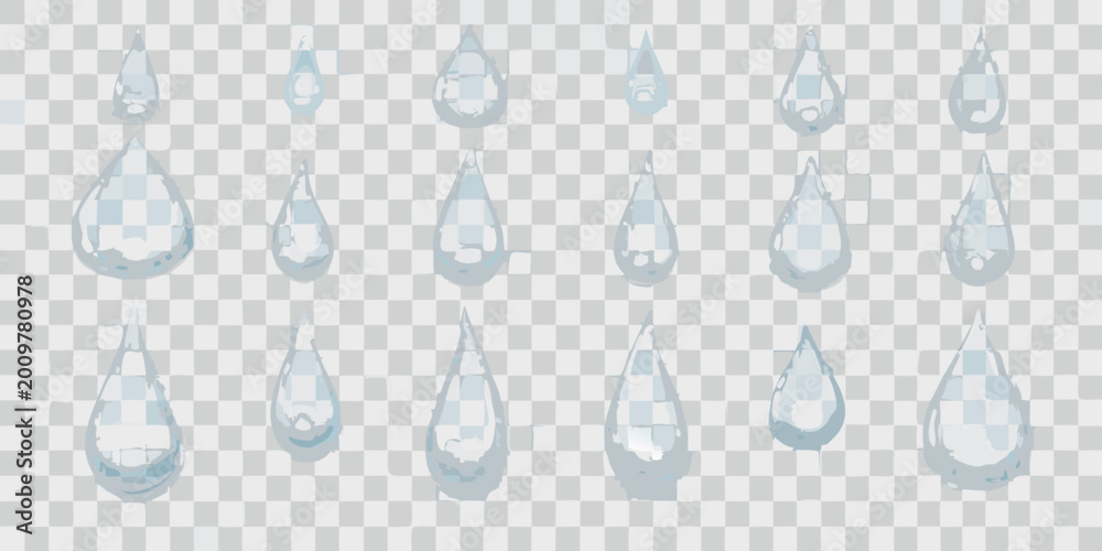 Ταπετσαρία Collection of translucent water droplets in various shapes on a transparent back