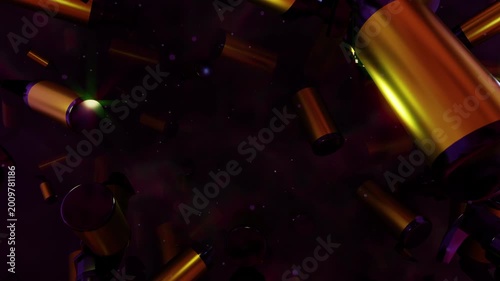 Cosmetic Bottles Flying In Dark Space, A stunning 3D motion video of cosmetic bottles floating elegantly in space, capturing luxury and mystery, perfect for beauty documentary and premium product.