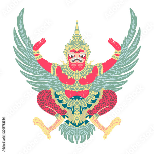 Thai formal sign and thai Garuda emblem isolate