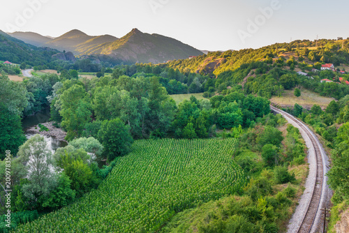 Canvastavla Railway tracks running through the mountainous countryside of the Ibar river val