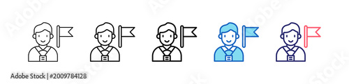Foto Tour Guide Icon In 5 Different Styles Set Collection.