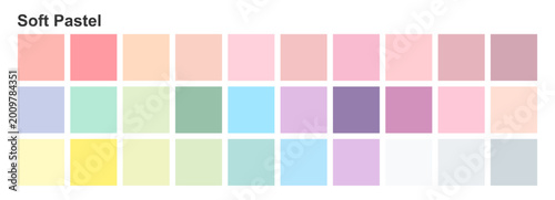 Foto Soft pastel color palette set with pink mint and lavender swatch
