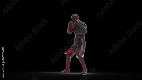 3D Animation Red Glass Boxer Fighting and Punching, Transparent Background, Boxing Motion, Sport VFX Overlay, Loop