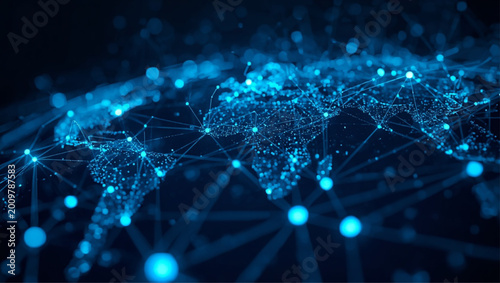 Data Network Background, digital network connections, glowing nodes and lines, global data flow, dark tech background, neon blue theme, high resolution, 4K, light, star, design, blue, backgrounds, wal