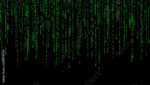 Fotografie Digital Matrix Style, matrix style digital rain, green glowing code, dark backgr