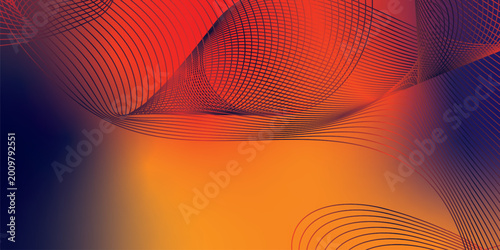 Abstract orange and navy blue yellow wave lines vector background with modern digital technology design and smooth gradient pattern.