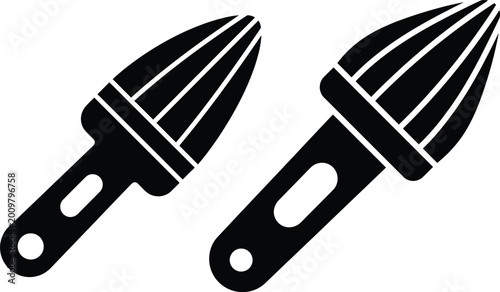 Citrus juicer reamer icon set, vector illustration of manual fruit squeezer tool for lemon and orange juice