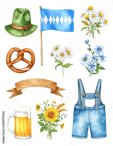 Oktoberfest Celebration Traditional German Elements.