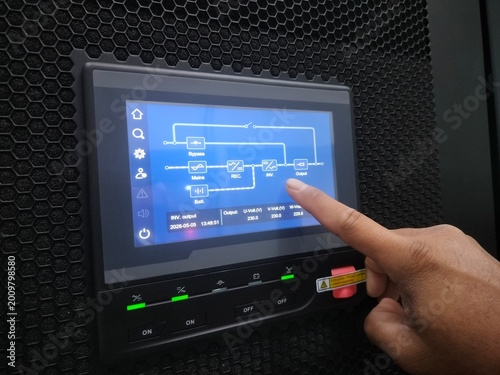 hand pushing a button
