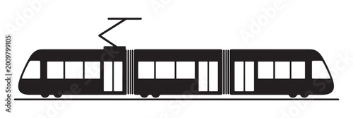 Tram Silhouette Electric Streetcar Side View Vector