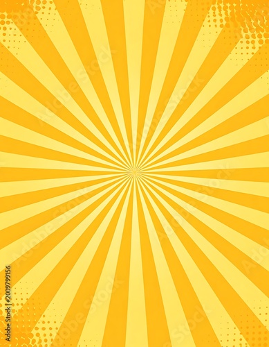 Vibrant Yellow Sunburst Pattern Background.