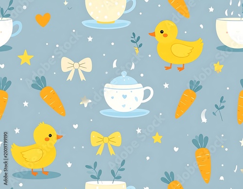 Whimsical Easter Pattern with Ducks Tea.