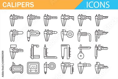 Tableau sur toile Precision Measuring Tool Icon Set for Technical Projects