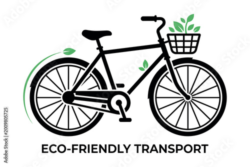 Obraz na plátně Vintage bicycle with flower basket an eco friendly transportation illustration