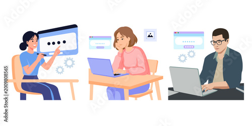 Tableau sur toile Person Text to image generation concept Illustration