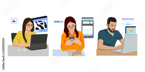 Foto Person Text to image generation concept Illustration