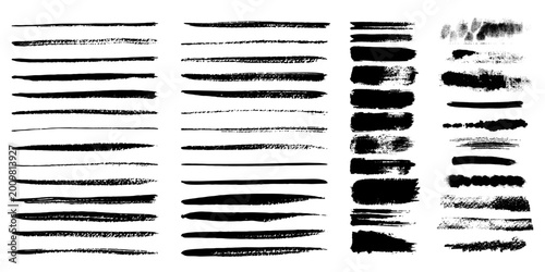 Set of Brush strokes text boxes, Paintbrush Grunge design elements, Hand drawn Grunge texture, Horizontal, Lines, vector illustrator