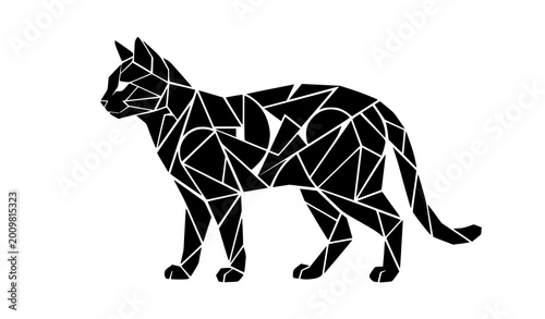 Photography Low Poly Cat Standing Silhouette Geometric Animal Vector Design