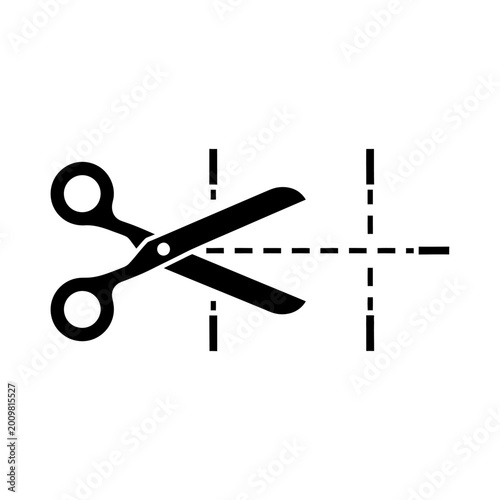 Black Scissors Cutting Dashed Line - Icon Symbol