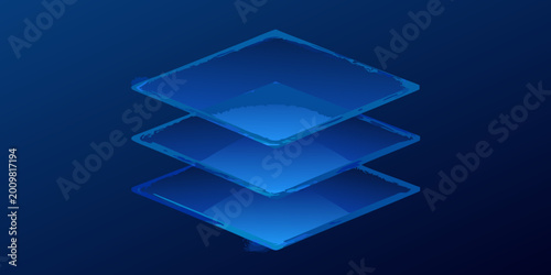 Tableau sur toile Stacked translucent squares with blurred edges abstract geometric composition in